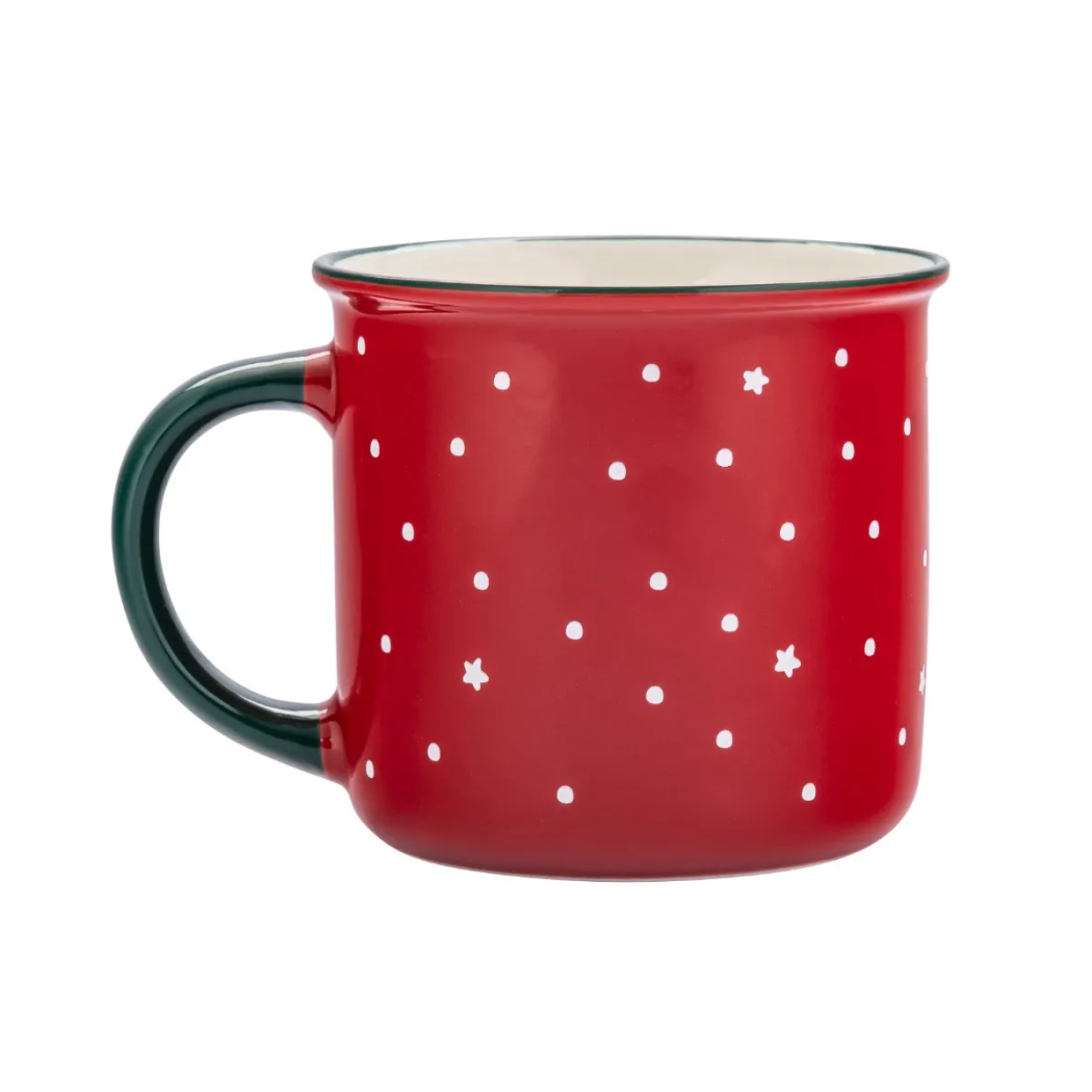 Choinka - Czerwony Świąteczny Kubek Porcelanowy z Choinką 400 ml - Altom Design