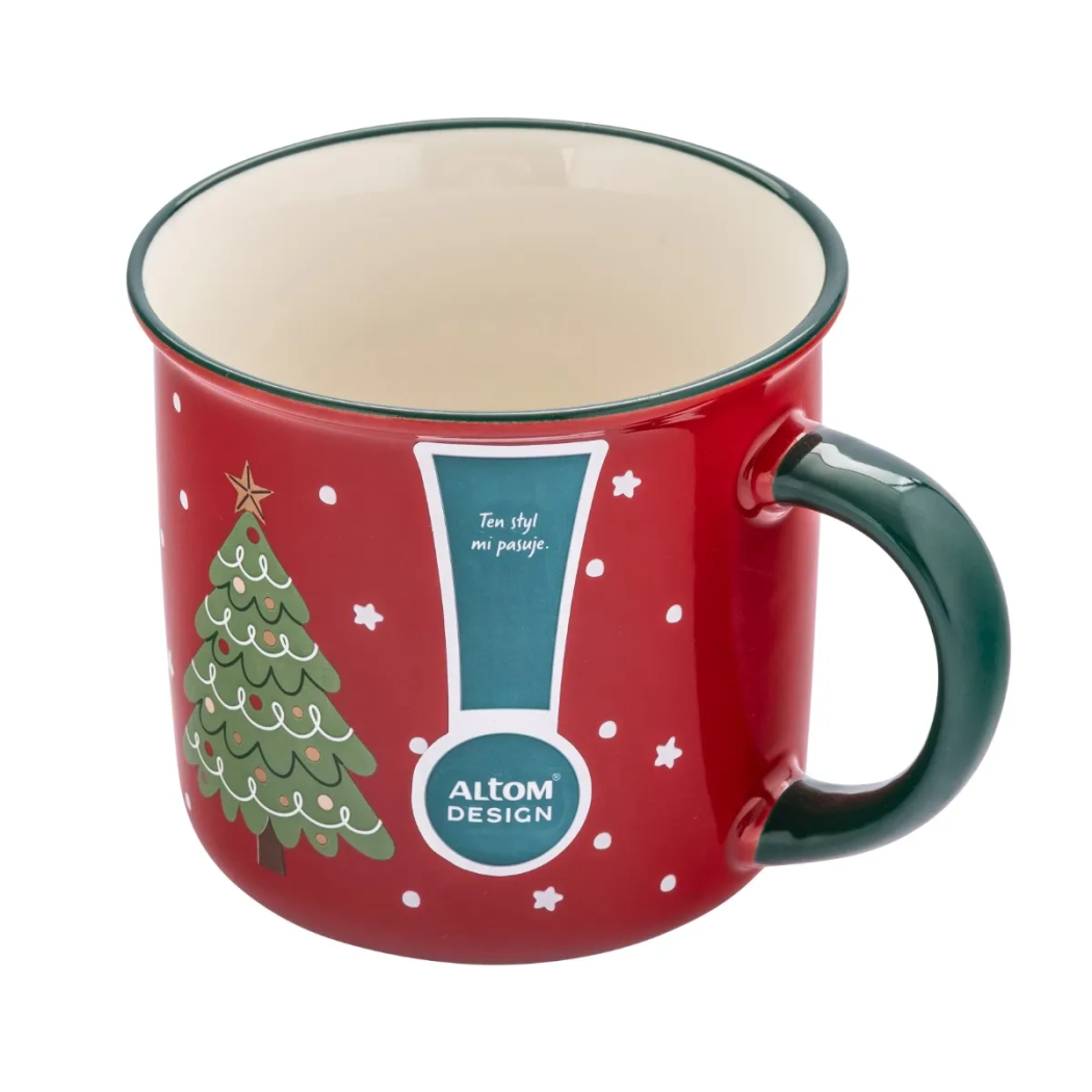 Choinka - Czerwony Świąteczny Kubek Porcelanowy z Choinką 400 ml - Altom Design