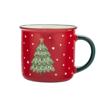 Choinka - Czerwony Świąteczny Kubek Porcelanowy...