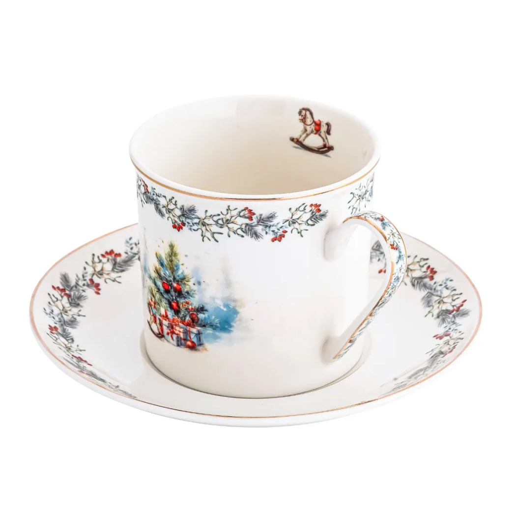 Magia Świąt - Filiżanka Świąteczna Porcelanowa 220 ml ze Spodkiem - Altom Design