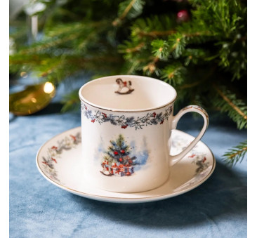 Magia Świąt - Filiżanka Świąteczna Porcelanowa 220 ml ze Spodkiem - Altom Design