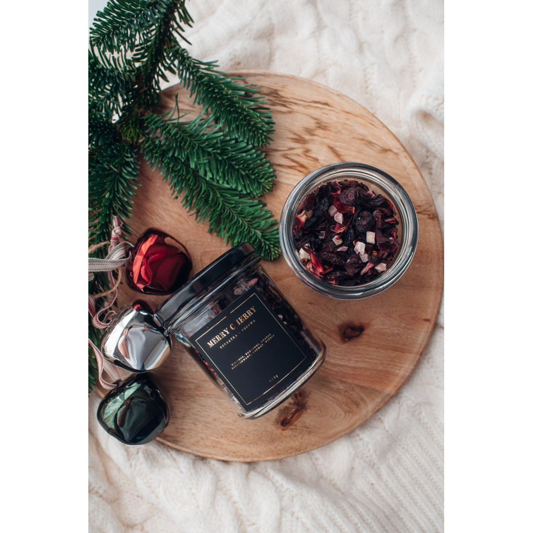 Merry Cherry - Owocowa Herbatka w Słoiku - Herbata Zimowa 110g - Świąteczny Napar z Dodatkiem Wiśni