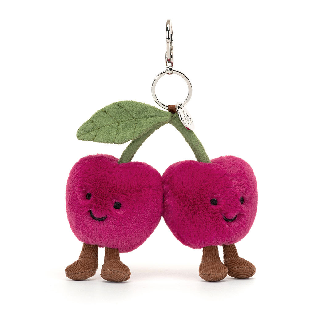 Breloczek Dwie Wiśnie - Para Wesołych Wisienek z Ogonkami - 16 cm - Pluszowa Ozdoba Maskotka Zawieszka - JellyCat
