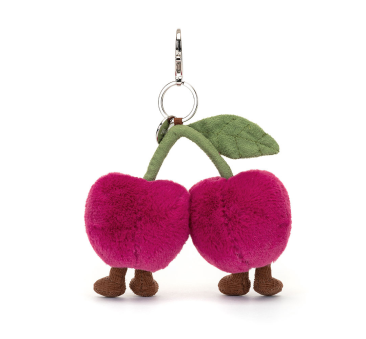 Breloczek Dwie Wiśnie - Para Wesołych Wisienek z Ogonkami - 16 cm - Pluszowa Ozdoba Maskotka Zawieszka - JellyCat