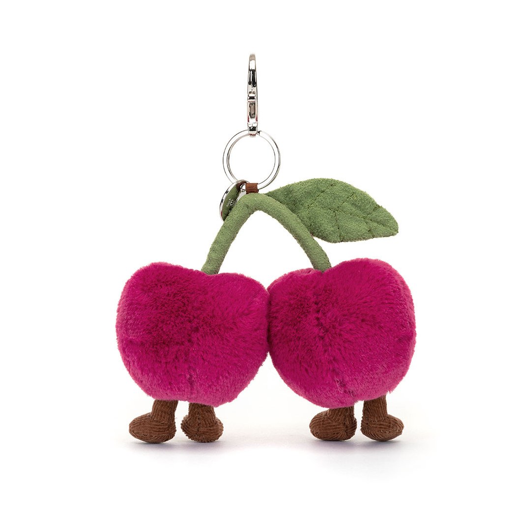 Breloczek Dwie Wiśnie - Para Wesołych Wisienek z Ogonkami - 16 cm - Pluszowa Ozdoba Maskotka Zawieszka - JellyCat