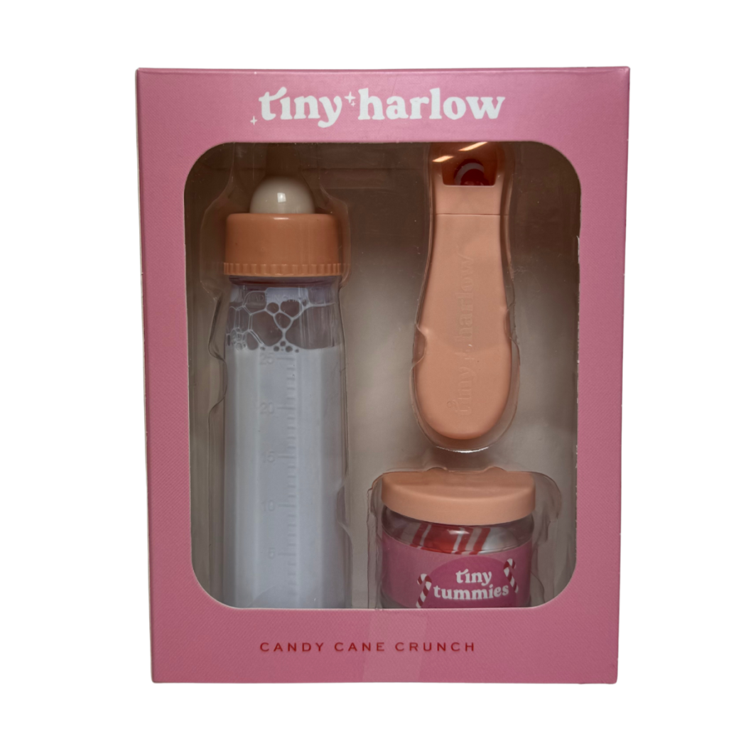 Świąteczny Cukierek - Magiczna Butelka i Słoiczek z Deserkiem - Zestaw do Karmienia Lalek - Christmas Candy Cane - Tiny Harlow