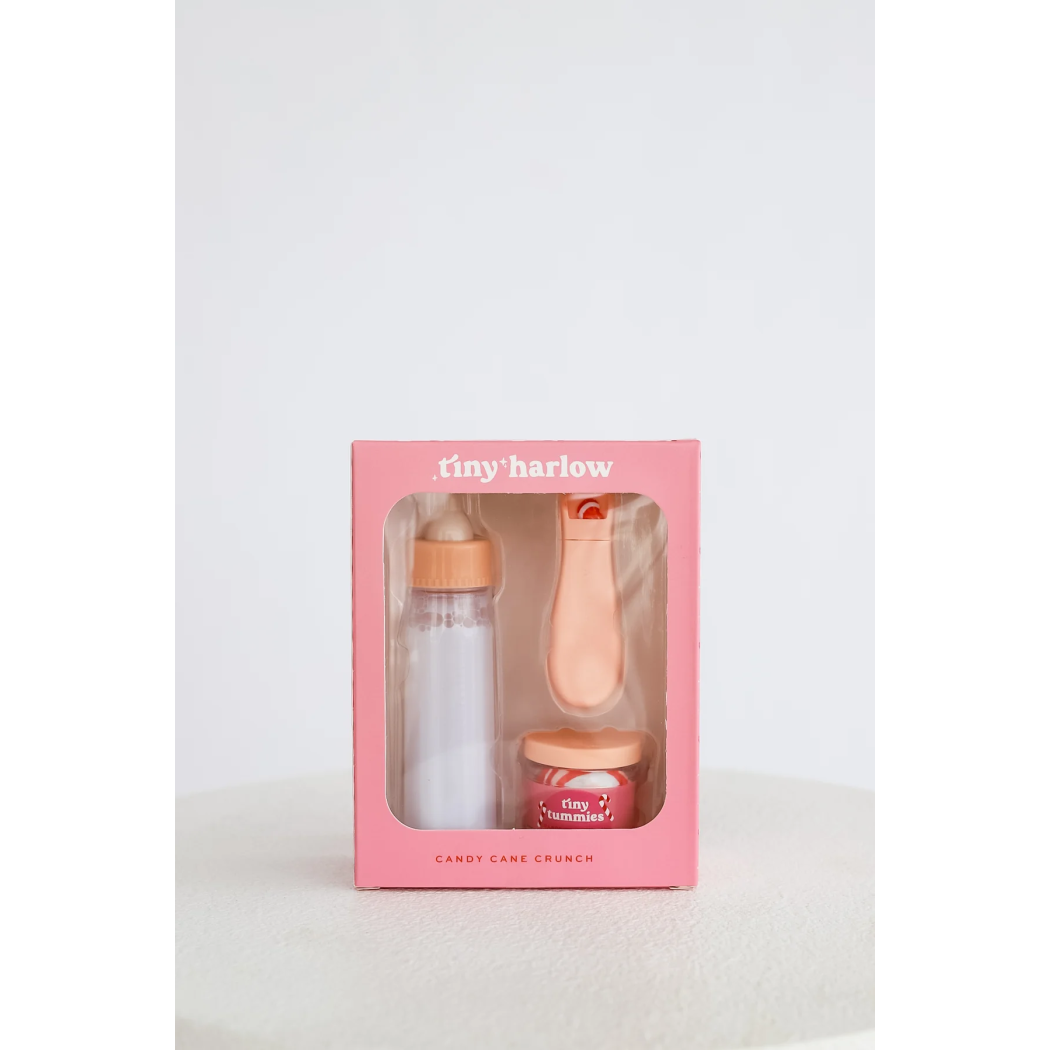 Cukierek - Magiczna Butelka i Słoiczek z Deserkiem - Zestaw do Karmienia Lalek - Candy Cane - Tiny Harlow