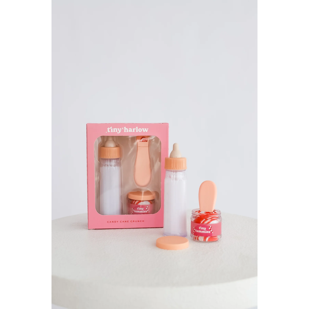 Cukierek - Magiczna Butelka i Słoiczek z Deserkiem - Zestaw do Karmienia Lalek - Candy Cane - Tiny Harlow