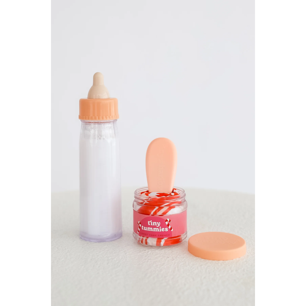 Cukierek - Magiczna Butelka i Słoiczek z Deserkiem - Zestaw do Karmienia Lalek - Candy Cane - Tiny Harlow