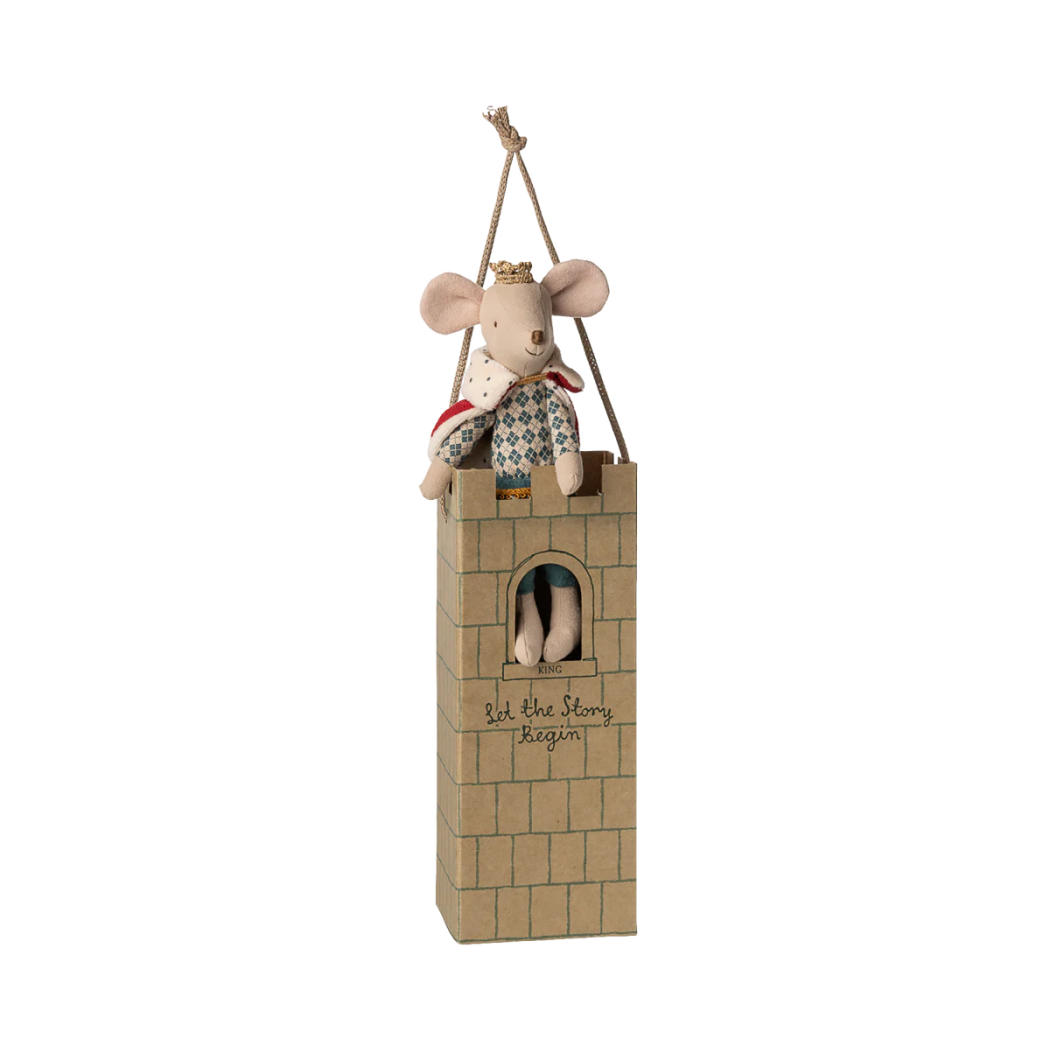 Myszka Król - Myszka Tata - Król Myszek Maileg - z Kartonową Wieżą Zamkową - King Mouse - Maileg