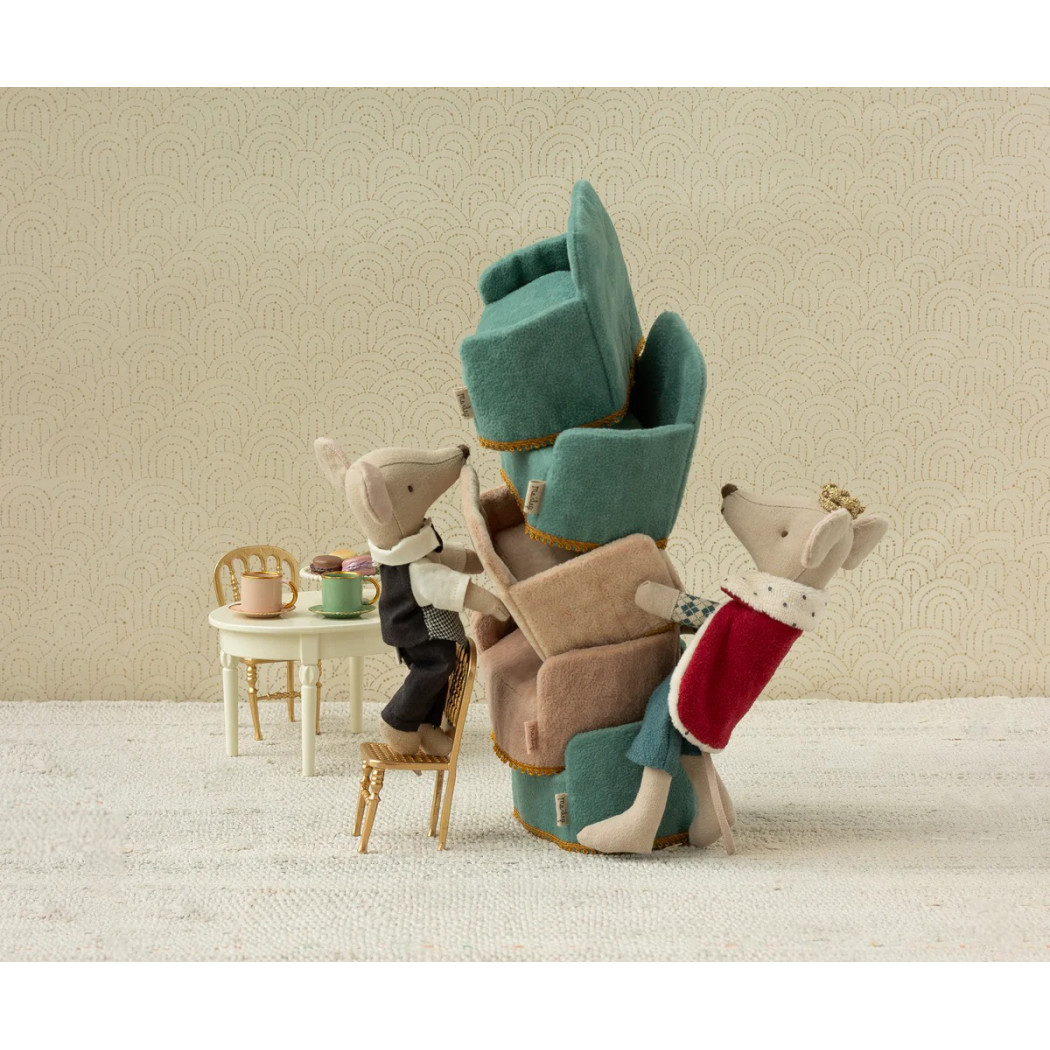 Myszka Król - Myszka Tata - Król Myszek Maileg - z Kartonową Wieżą Zamkową - King Mouse - Maileg