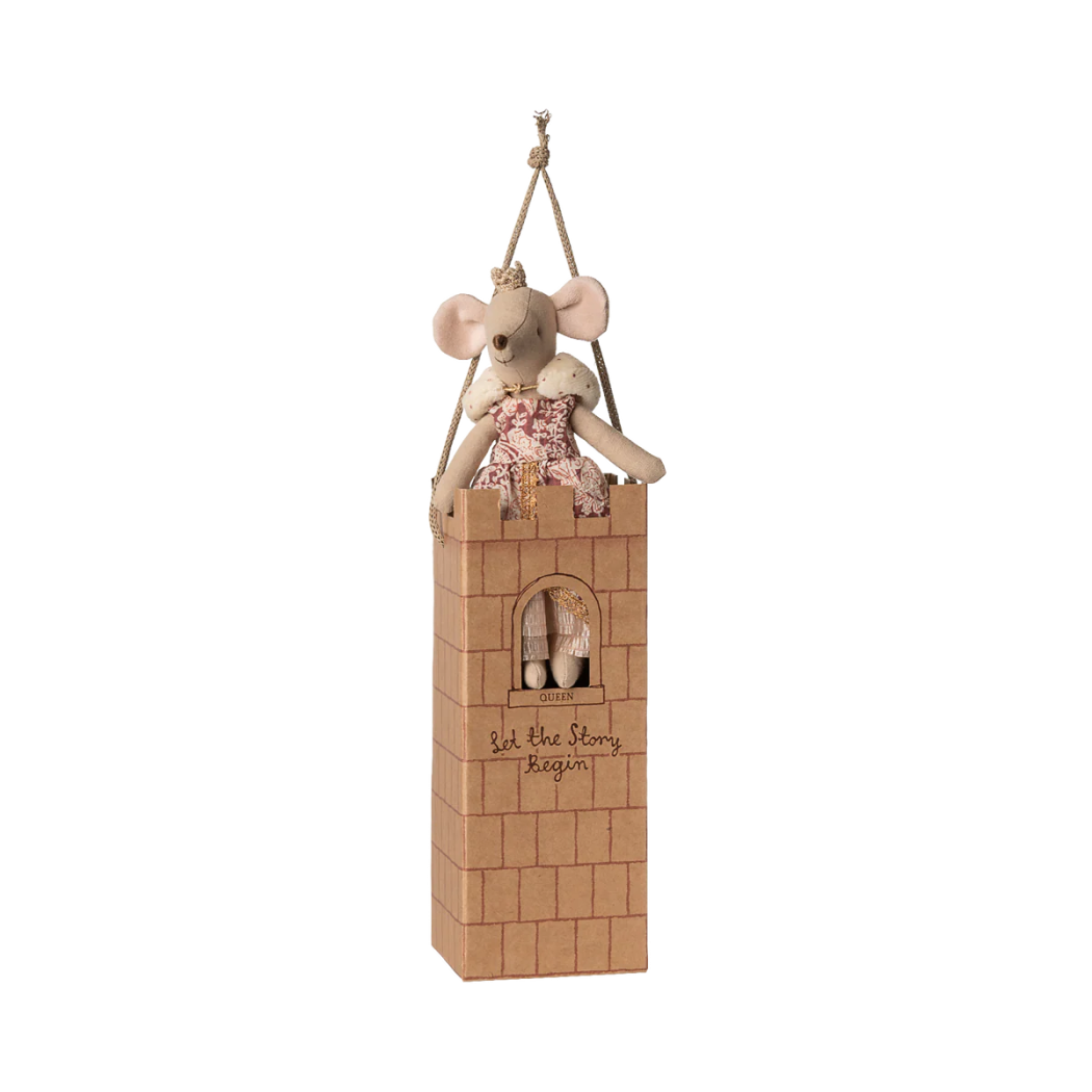 Myszka Królowa - Królowa Myszek Maileg - Myszka Mama - z Kartonową Wieżą Zamkową - Queen Mouse - Maileg
