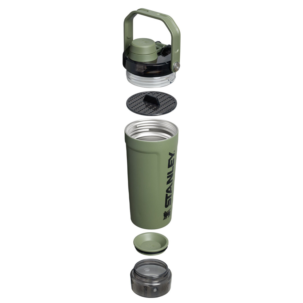 Dried Pine - Shaker do Odżywek i Wody z Dodatkami - Bidon Sportowy z Pojemnikiem i Uchwytem - Stanley