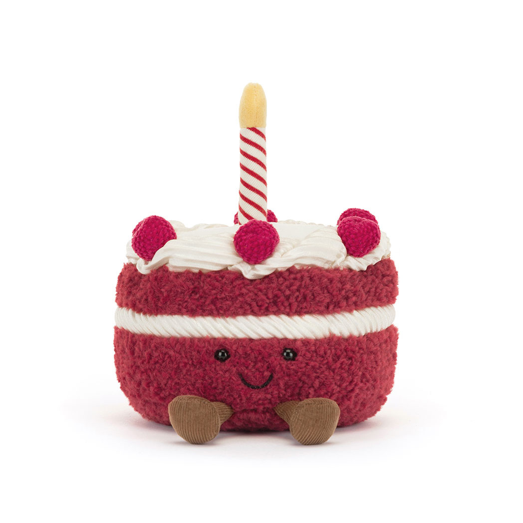 Wiśniowy Urodzinowy Torcik Cheri - 13 cm - Pluszowy Tort ze Świeczką - Maskotka Przytulanka - JellyCat