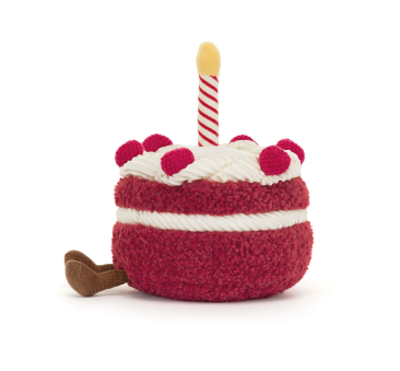 Wiśniowy Urodzinowy Torcik Cheri - 13 cm - Pluszowy Tort ze Świeczką - Maskotka Przytulanka - JellyCat