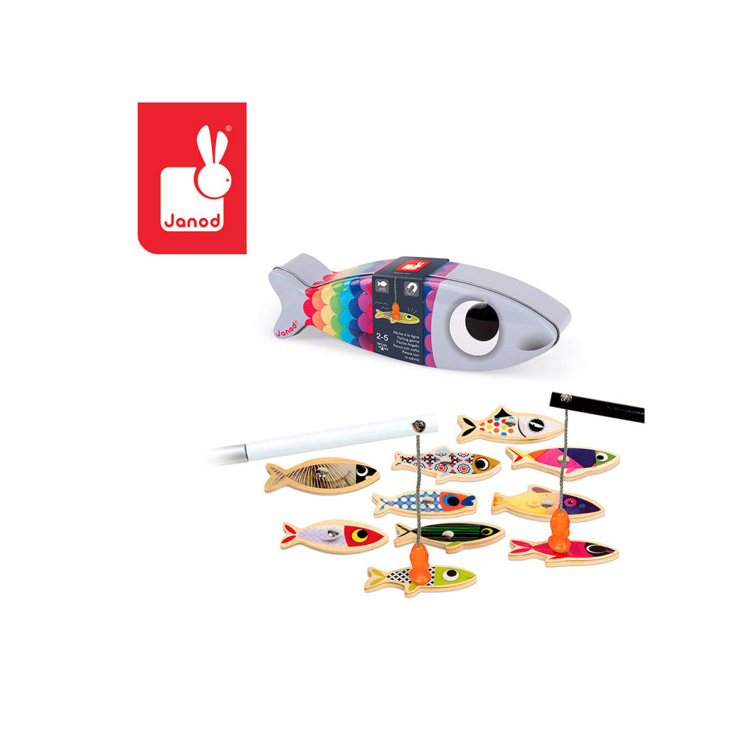 Sardynka - Magnetyczny Drewniany Zestaw do Łowienia Rybek w Metalowej Puszce - Janod