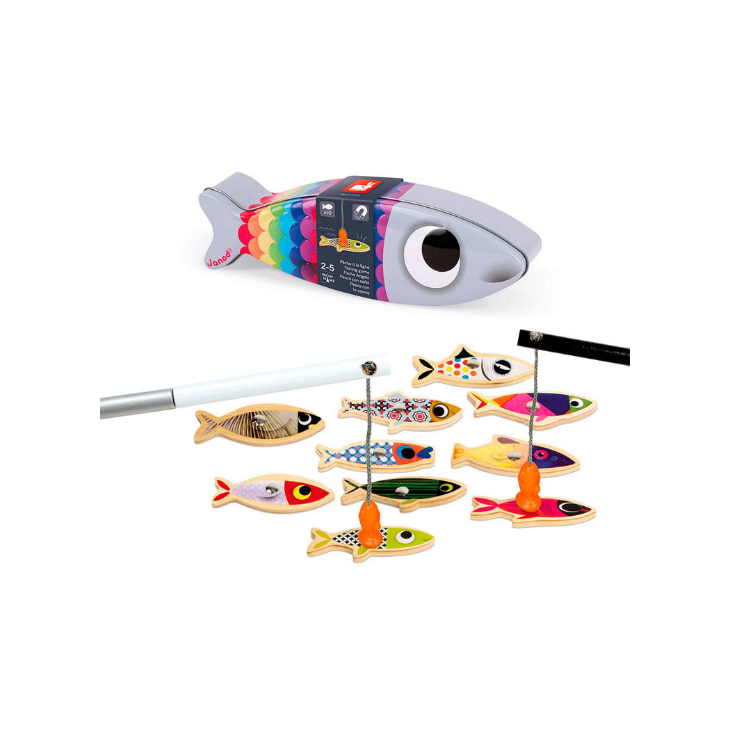 Sardynka - Magnetyczny Drewniany Zestaw do Łowienia Rybek w Metalowej Puszce - Janod