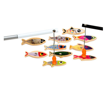 Sardynka - Magnetyczny Drewniany Zestaw do Łowienia Rybek w Metalowej Puszce - Janod