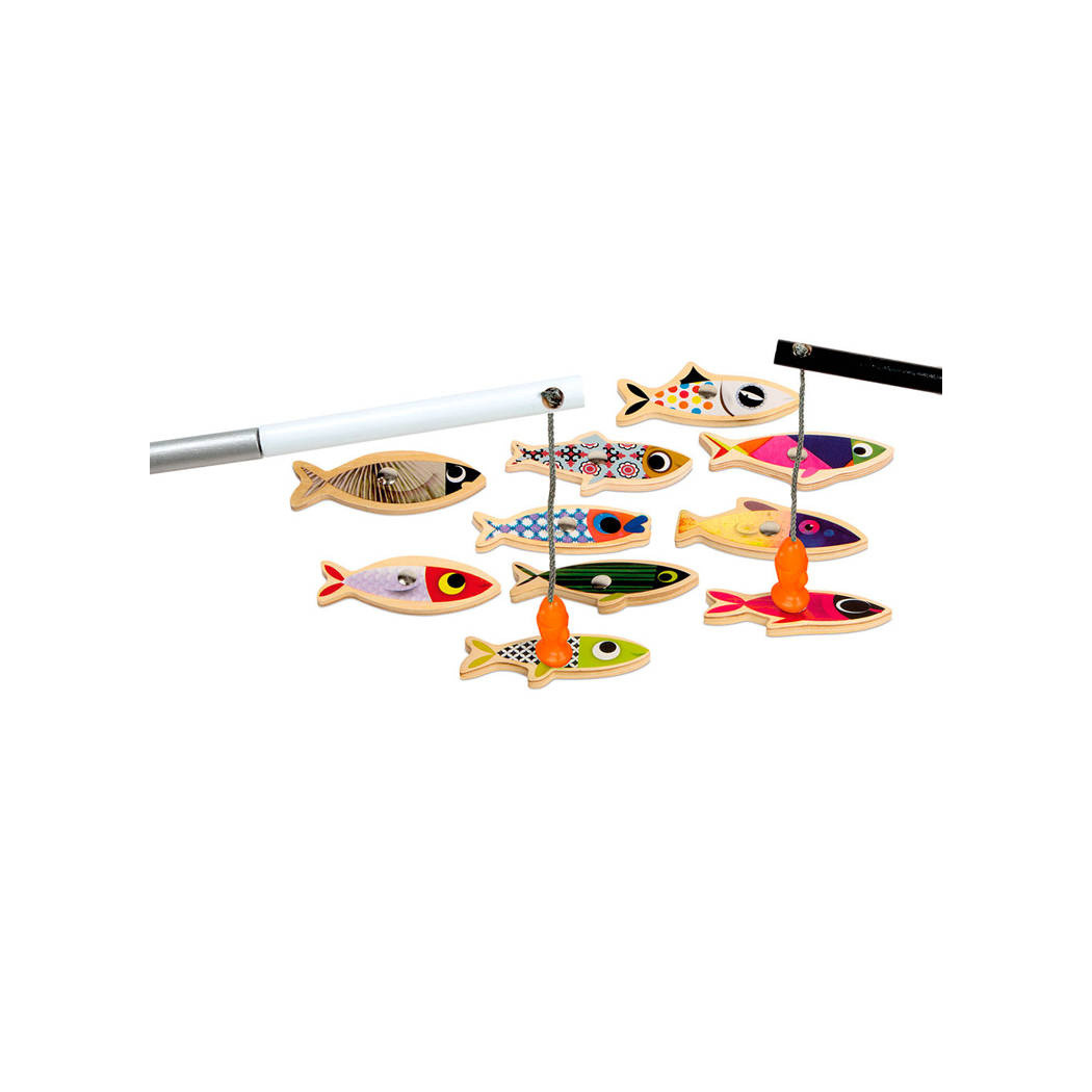 Sardynka - Magnetyczny Drewniany Zestaw do Łowienia Rybek w Metalowej Puszce - Janod