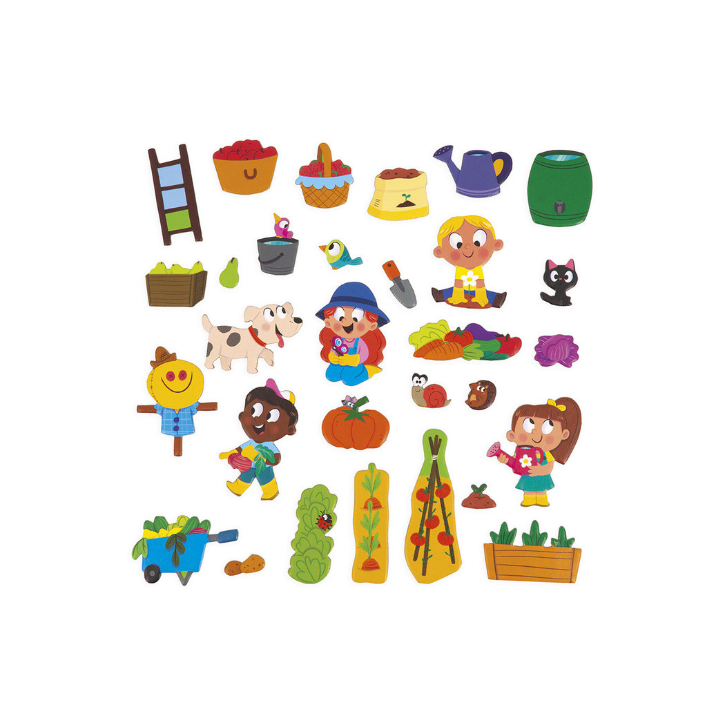 W Ogródku - Układanka Magnetyczna - 30 Magnesów - Magneti'stories - Janod