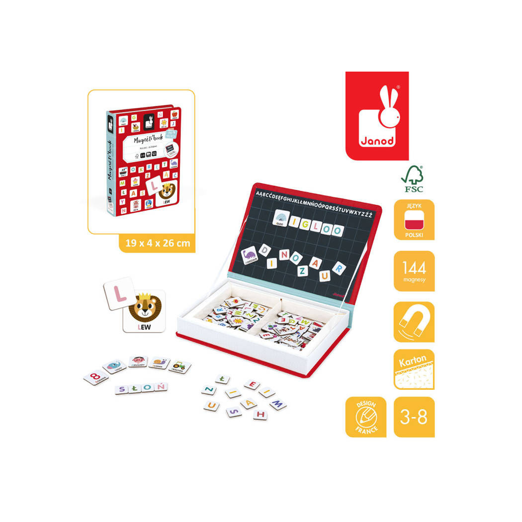 Polski Alfabet - Układanka Magnetyczna - Magnetibook - Janod