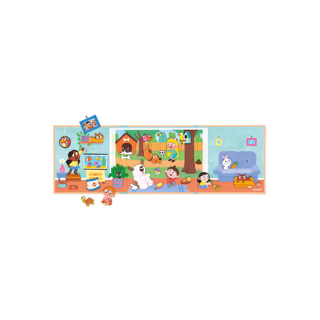 Zwierzęta Domowe - Układanka Magnetyczna - 30 Magnesów - Magneti'stories - Janod