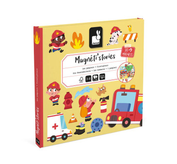 Strażacy - Układanka Magnetyczna - 30 Magnesów - Magneti'stories - Janod