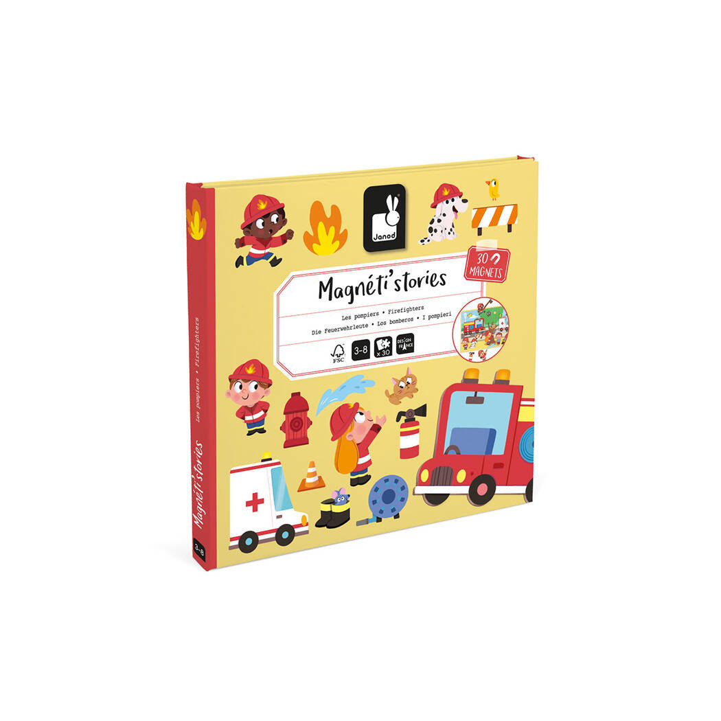 Strażacy - Układanka Magnetyczna - 30 Magnesów - Magneti'stories - Janod