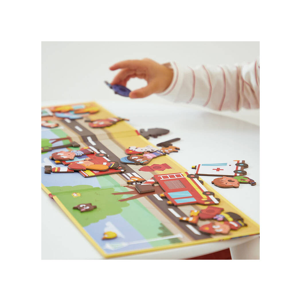 Strażacy - Układanka Magnetyczna - 30 Magnesów - Magneti'stories - Janod