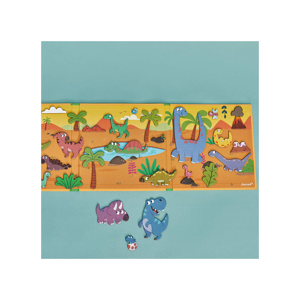 Dinozaury - Układanka Magnetyczna - 30 Magnesów - Magneti'stories - Janod