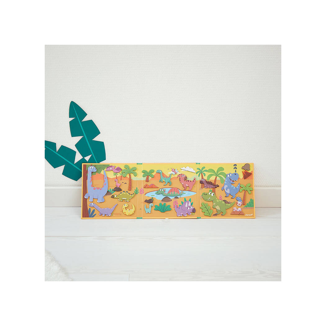 Dinozaury - Układanka Magnetyczna - 30 Magnesów - Magneti'stories - Janod