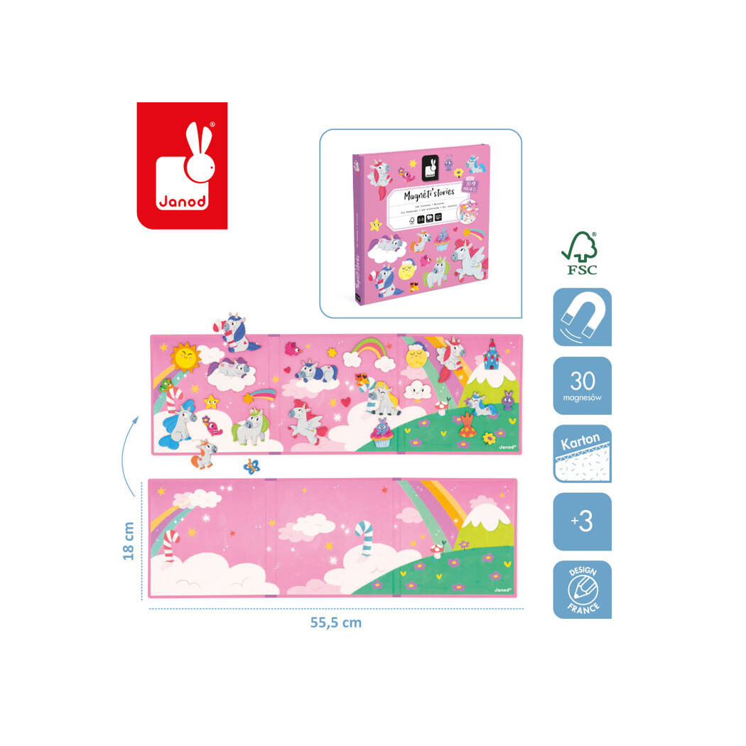 Jednorożce - Układanka Magnetyczna - 30 Magnesów - Magneti'stories - Janod