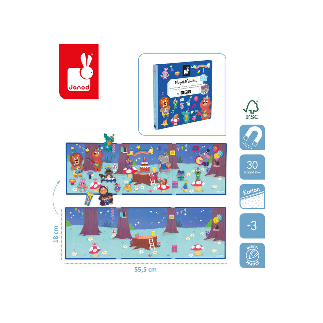 Przyjęcie w lesie - Układanka Magnetyczna - 30 Magnesów - Magneti'stories - Janod