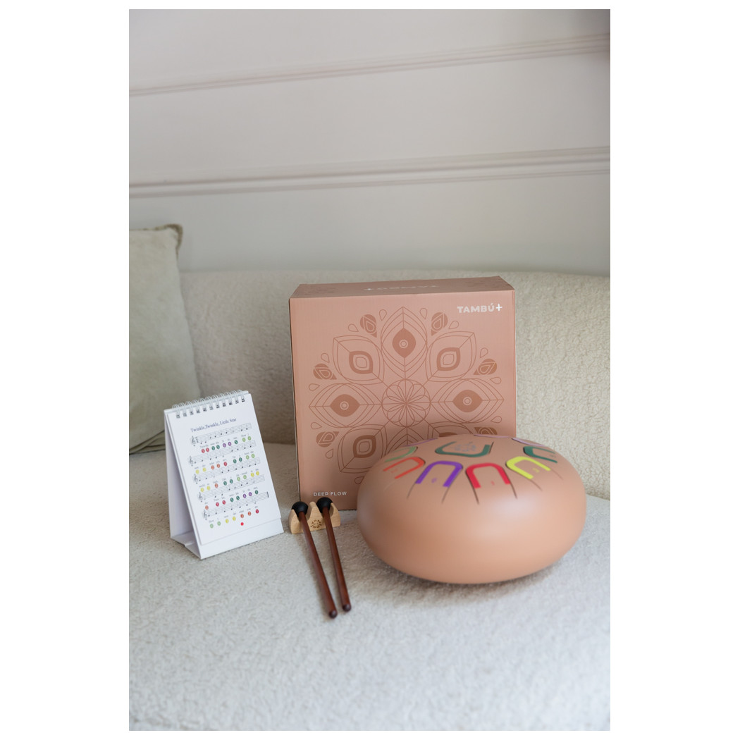 Ceglasty Tambu+ Duży Stalowy Bębenek Językowy - śr. 25cm - Deep Flow - Juegaconmigo