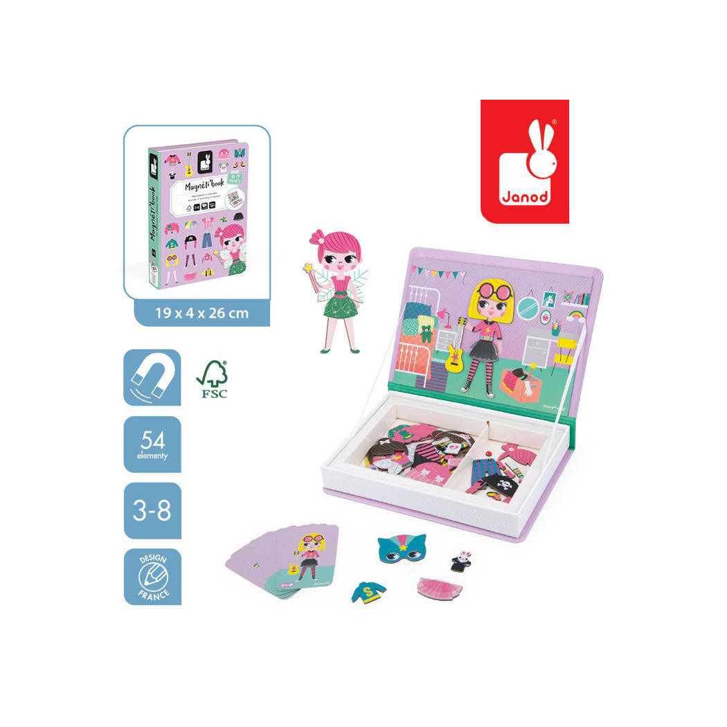 Dziewczynka - Kostiumy - Magnetyczna Układanka - Magnetibook - Janod