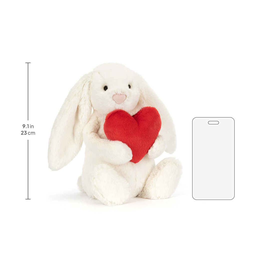 Króliczek z Sercem - Kremowy Pluszowy Królik 31 cm z Serduszkiem - Maskotka Przytulanka - JellyCat