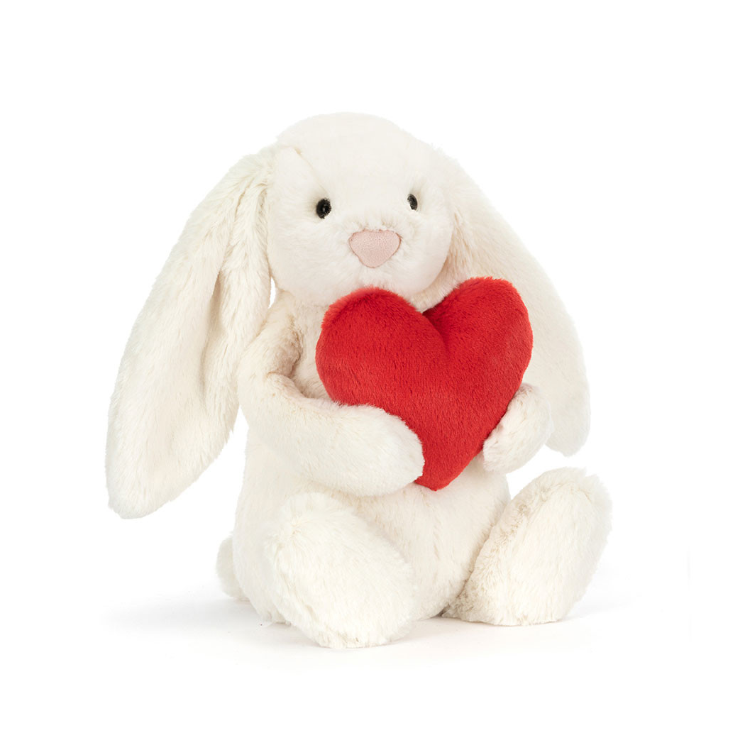 Króliczek z Sercem - Kremowy Pluszowy Królik 31 cm z Serduszkiem - Maskotka Przytulanka - JellyCat