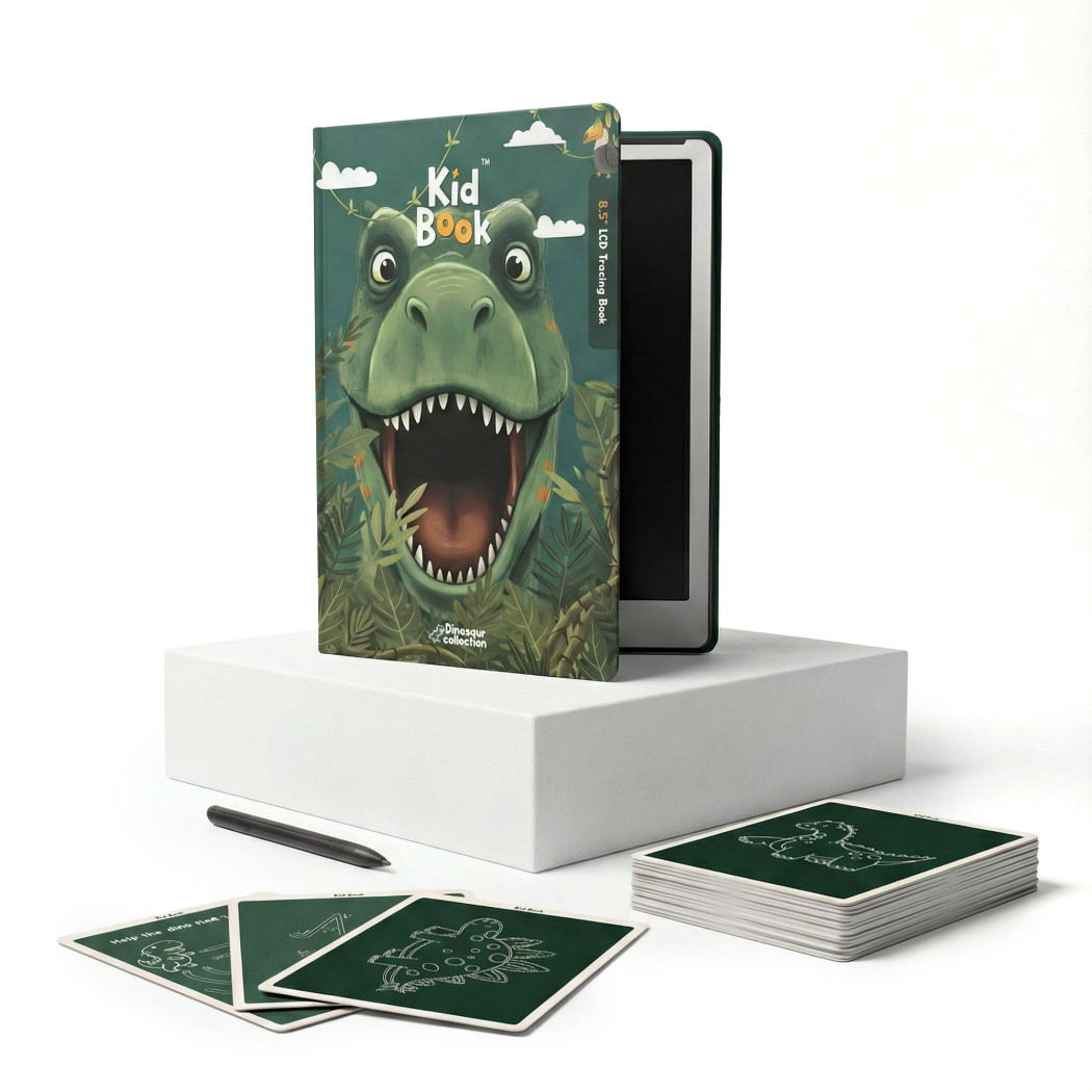 Dino KidBook - Tablet Graficzny z Kartami Pracy do Nauki Rysowania dla Dzieci - Kidinex