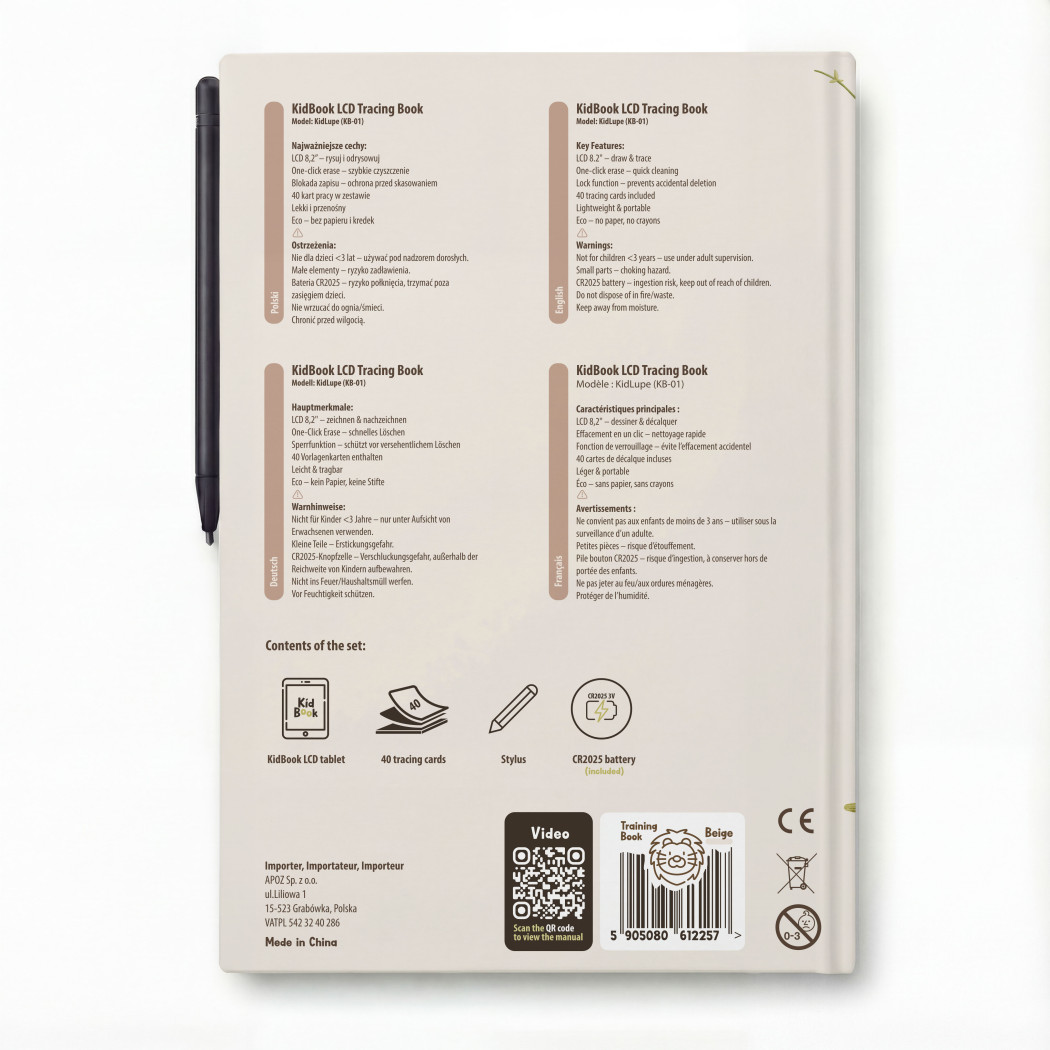 PROMOCJA Safari KidBook - Tablet Graficzny z Kartami Pracy do Nauki Rysowania dla Dzieci - Kidinex