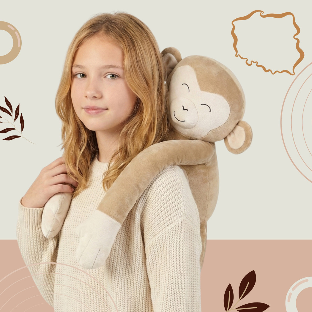 Małpka - Pluszak Obciążeniowy 1300g - Maskotka Sensoryczna z Obciążeniem - Stabilizator dla Dziecka - Sensonis