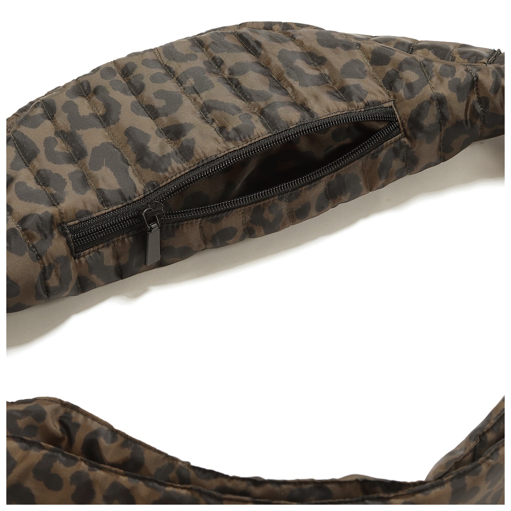 Nerka Leopard Choco - Duża Saszetka Biodrówka Ortalionowa Pikowana - by Magdalena Lamparska - La Millou