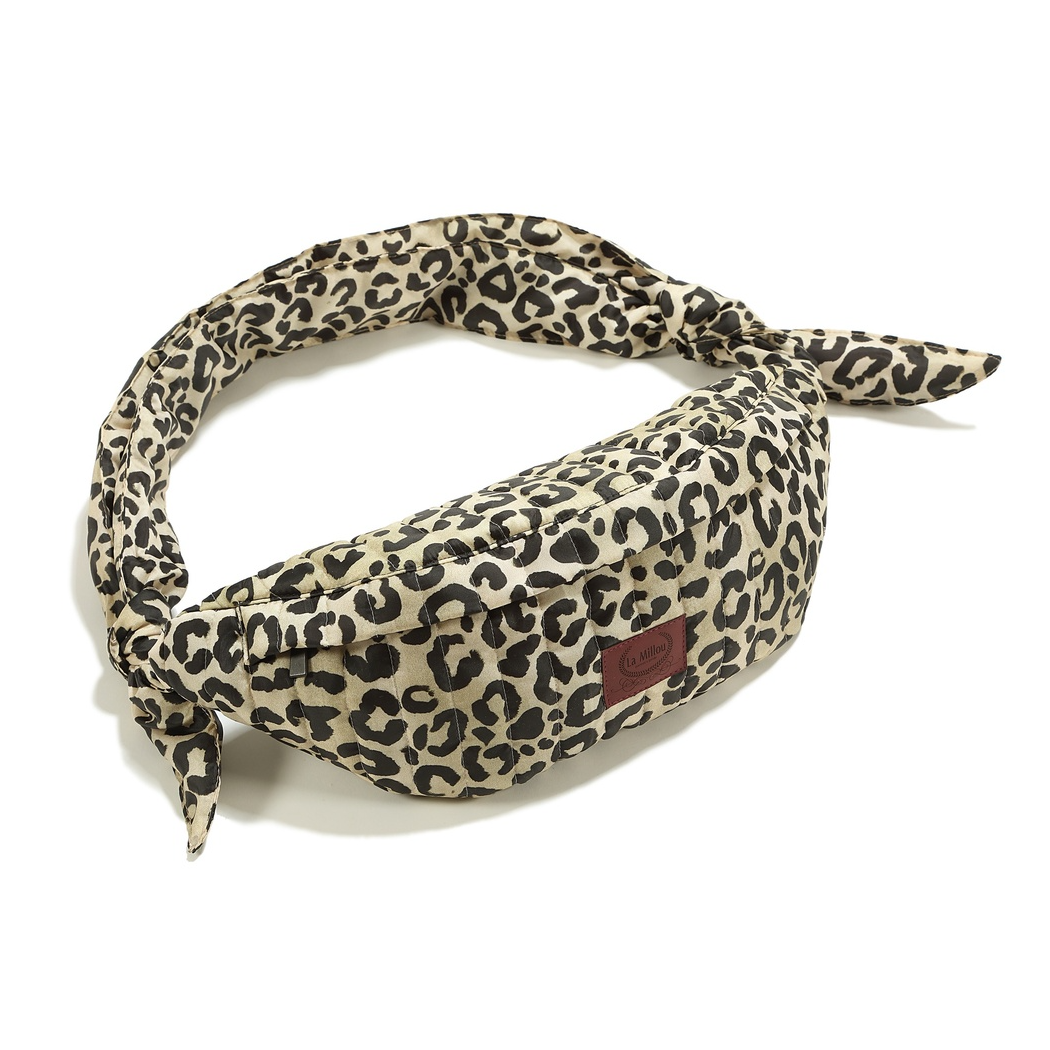 Nerka Leopard Cream - Duża Saszetka Biodrówka Ortalionowa Pikowana - by Magdalena Lamparska - La Millou