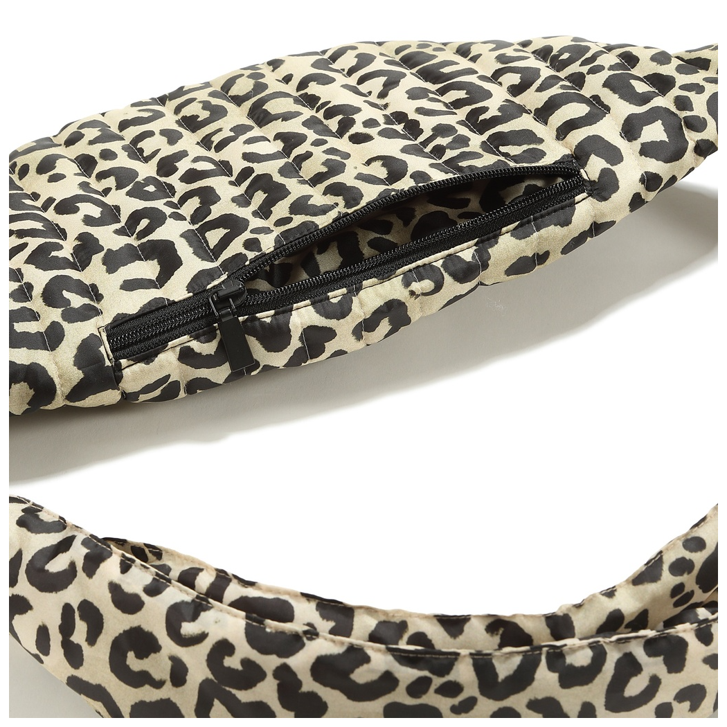 Nerka Leopard Cream - Duża Saszetka Biodrówka Ortalionowa Pikowana - by Magdalena Lamparska - La Millou