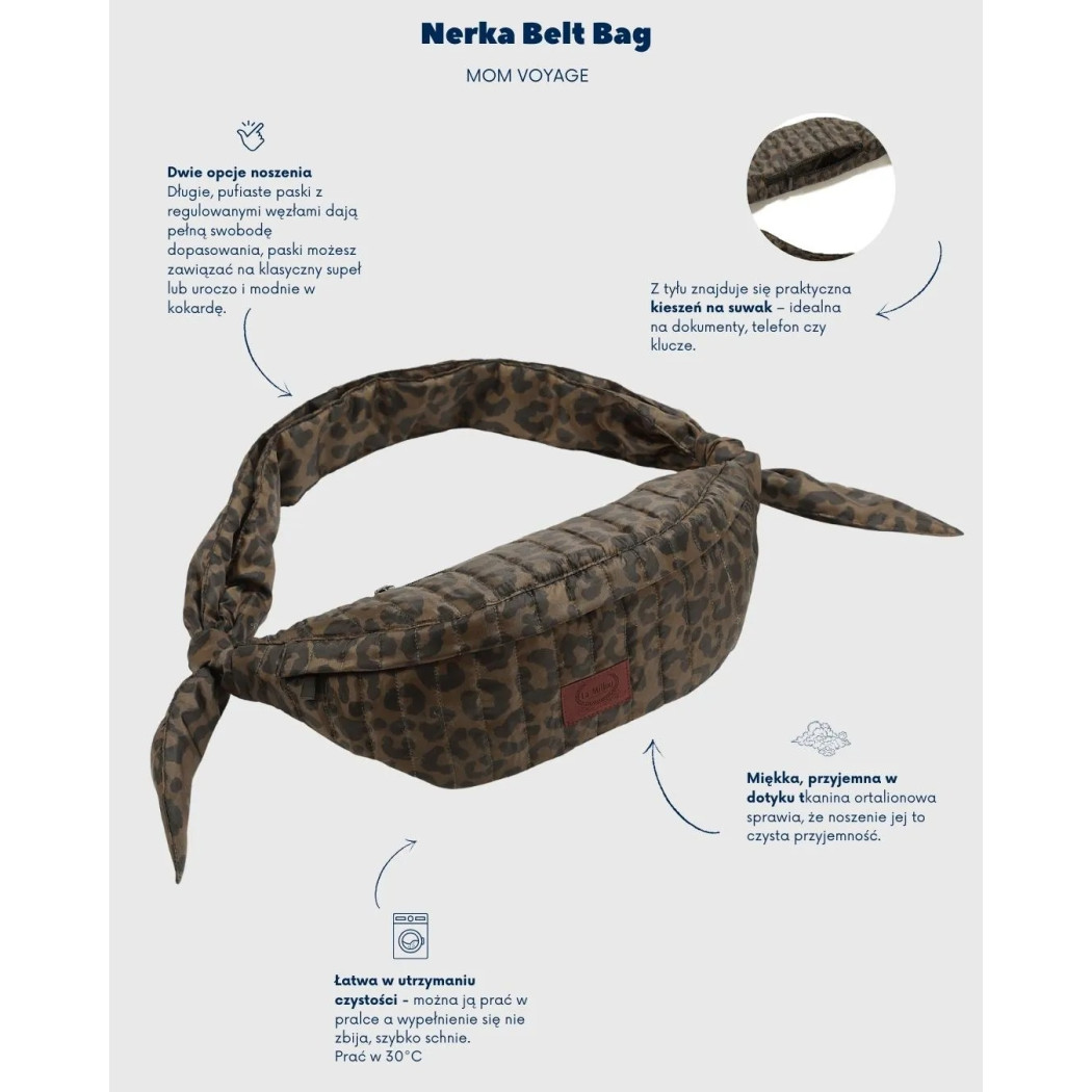 Nerka Leopard Cream - Duża Saszetka Biodrówka Ortalionowa Pikowana - by Magdalena Lamparska - La Millou