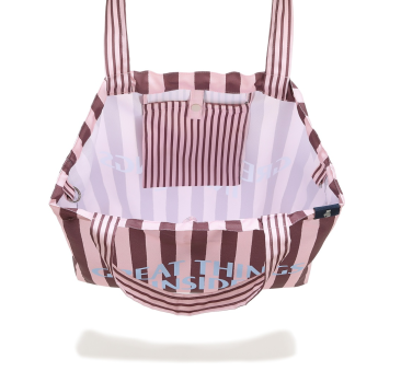 Stripes Pink - Torba Shopper Bag z Kieszonką - Great Things Inside - La Millou