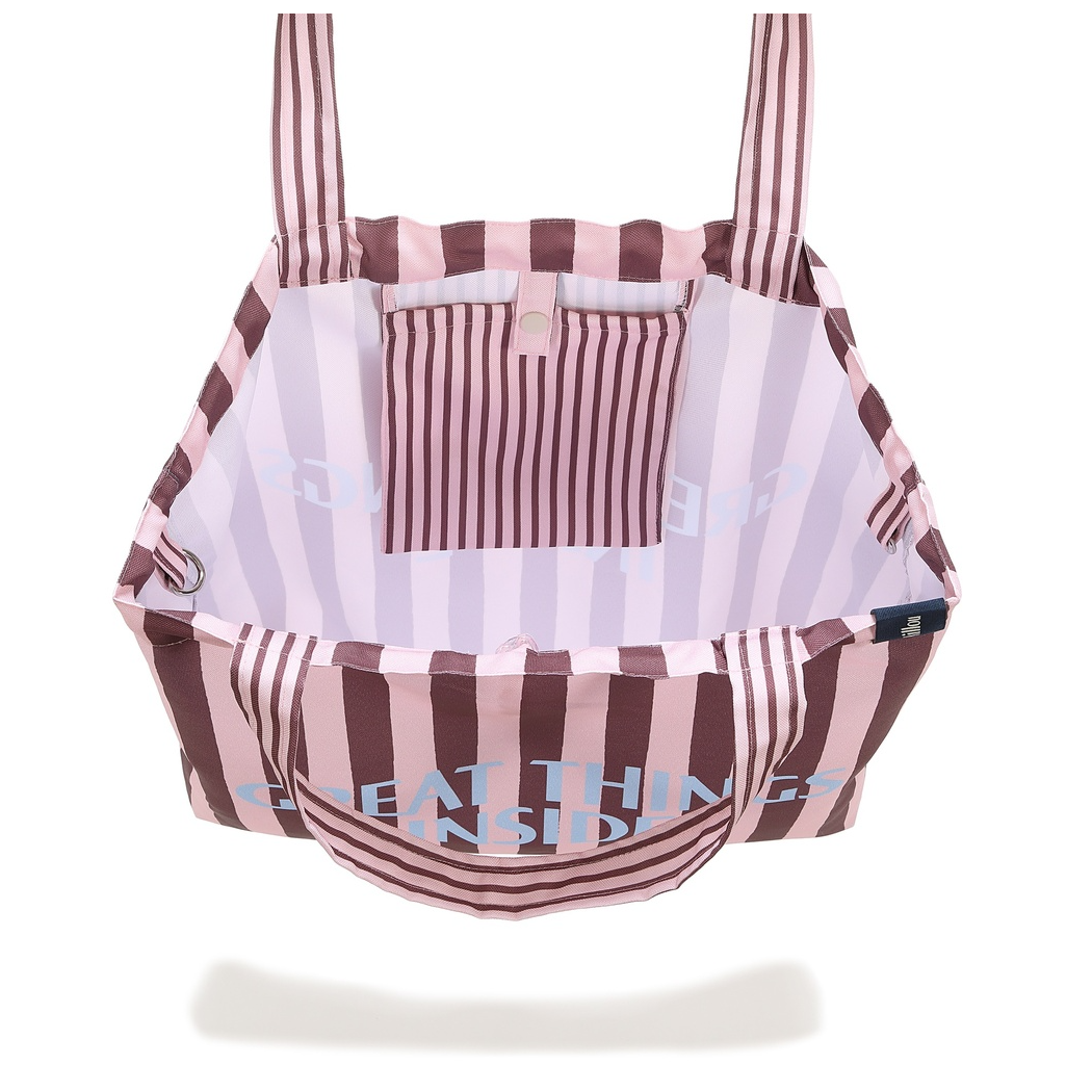 Stripes Pink - Torba Shopper Bag z Kieszonką - Great Things Inside - La Millou