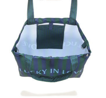 Stripes Green - Torba Shopper Bag z Kieszonką - Lucky in Love - La Millou