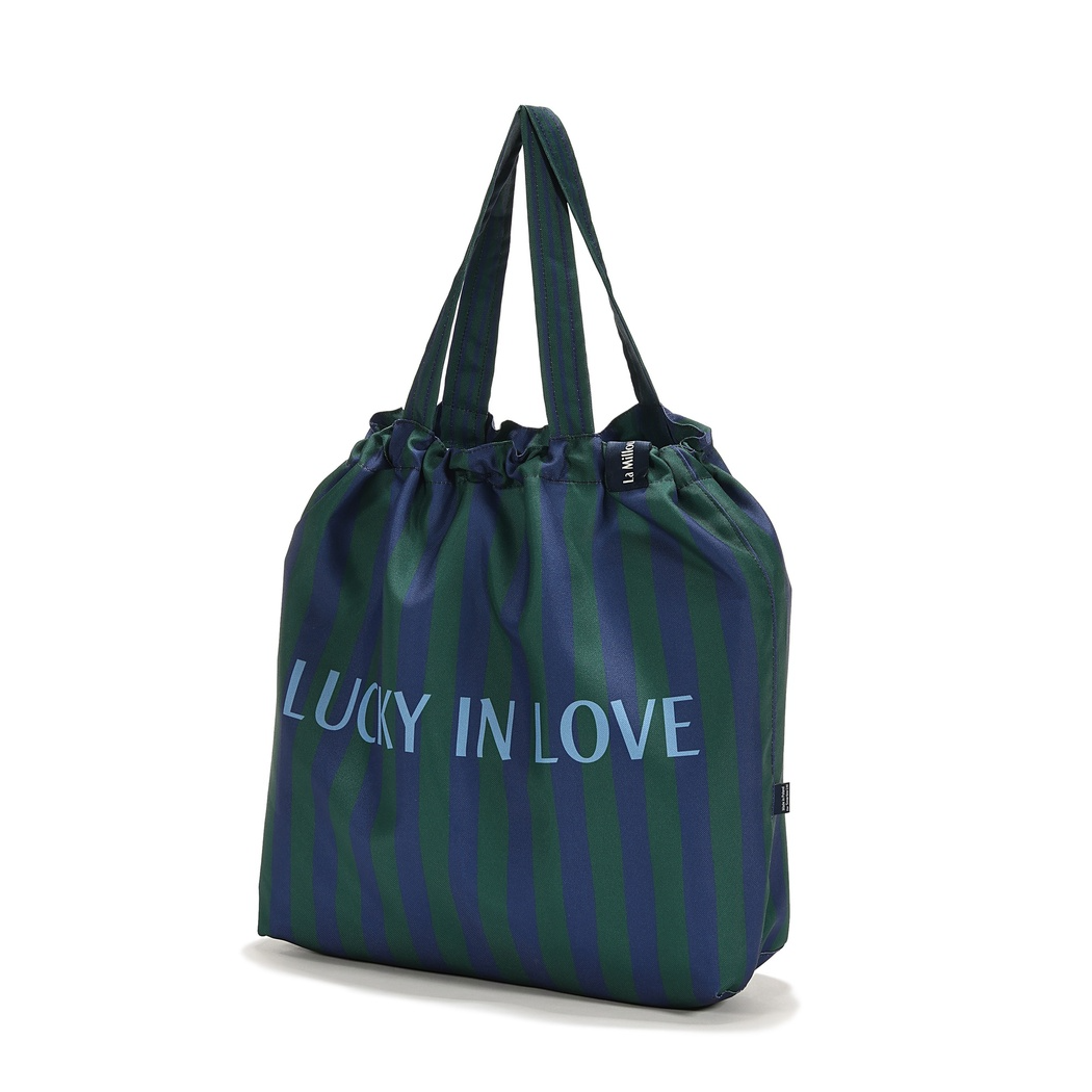 Stripes Green - Torba Shopper Bag z Kieszonką - Lucky in Love - La Millou