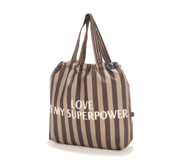 Stripes Brown - Torba Shopper Bag z Kieszonką -...