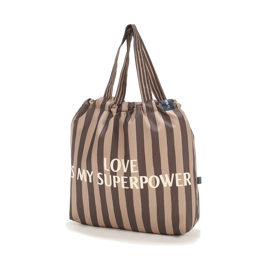 Stripes Brown - Torba Shopper Bag z Kieszonką - Love is My Superpower - La Millou